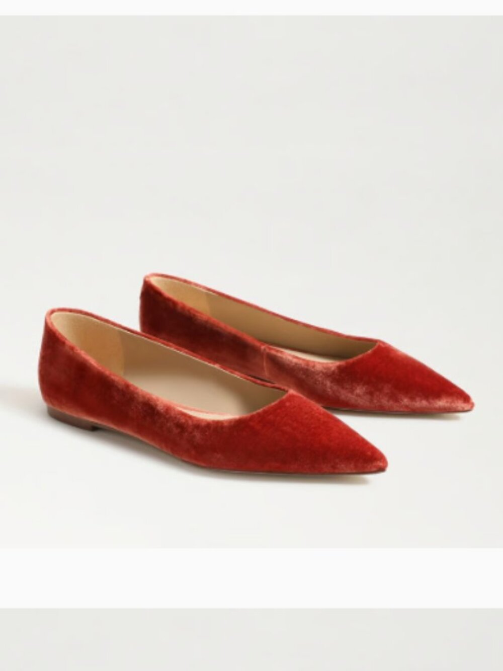 Sam Edelman Wanda pointed toe flats, orange velvet, size 8